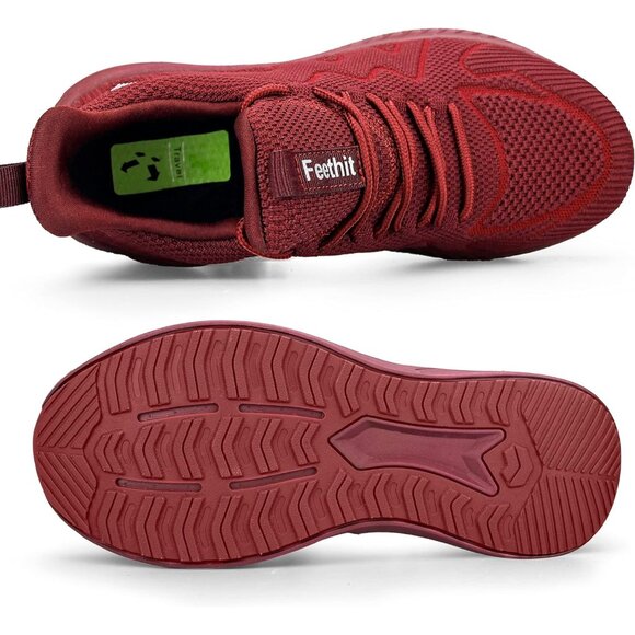 Feethit Women Burgundy Lightweight Wide Mesh Workout Sneakers For Tennis Gym - Picture 3 of 7